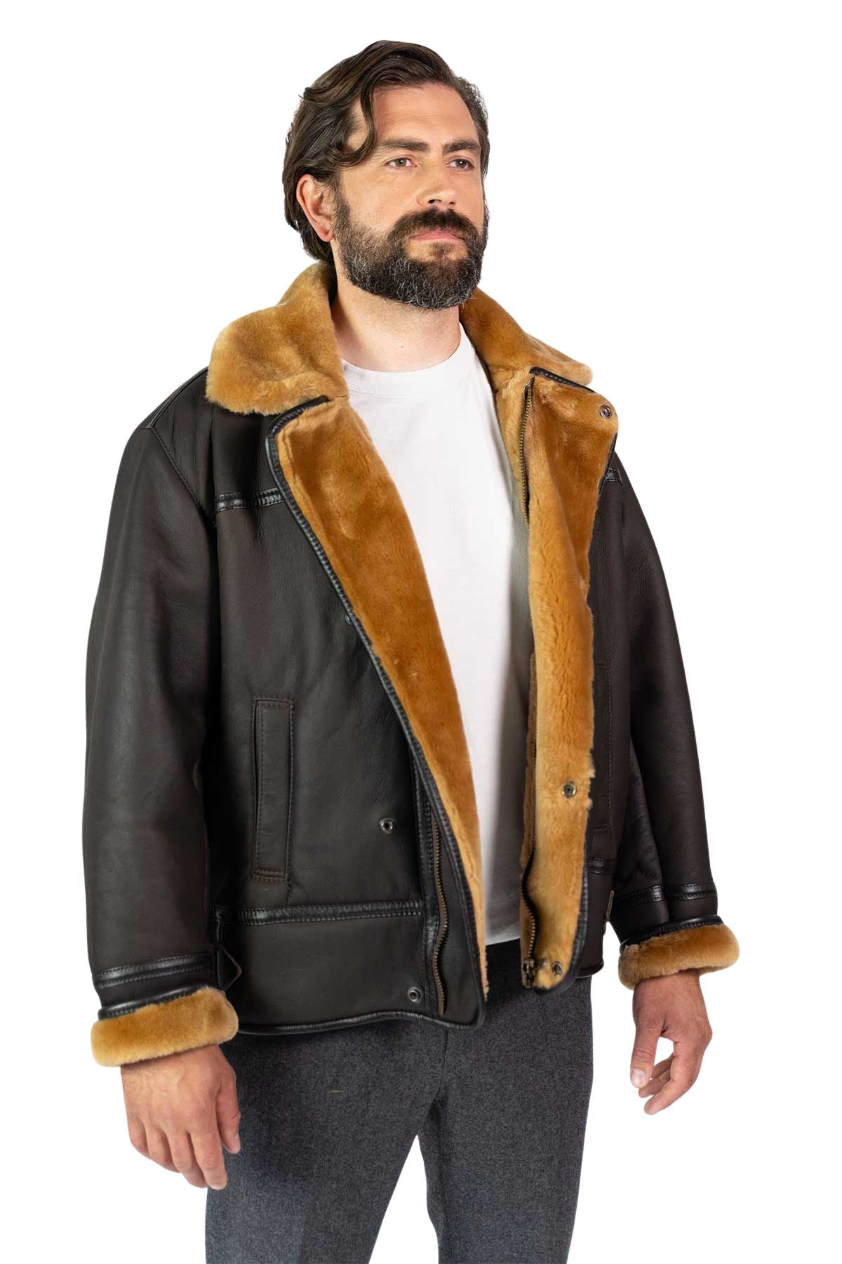 Mens Monza Sheepskin Jacket Brown – Flying Jacket