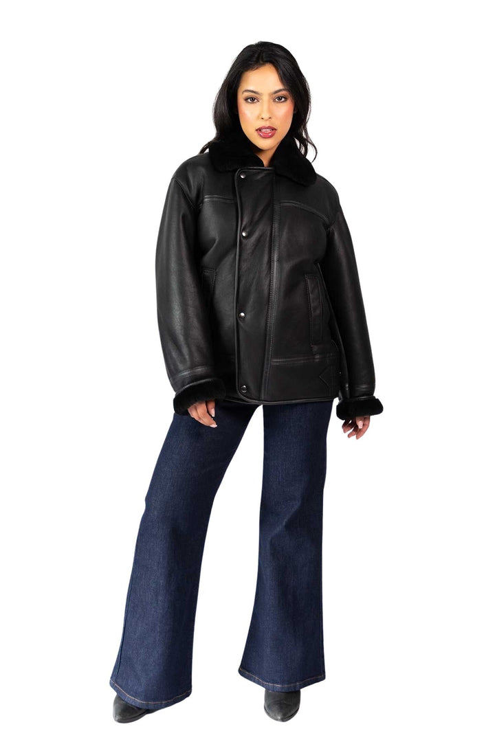 Womens Monza Sheepskin Jacket Black