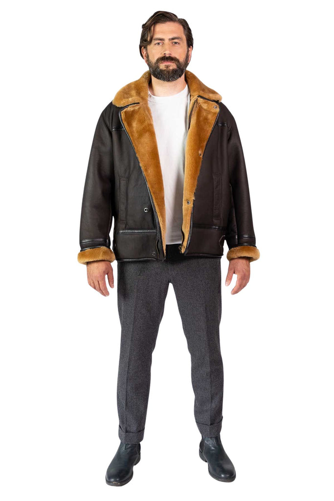 Mens Monza Sheepskin Jacket Brown – Flying Jacket