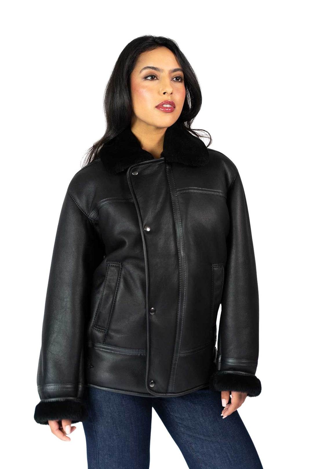 Womens Monza Sheepskin Jacket Black