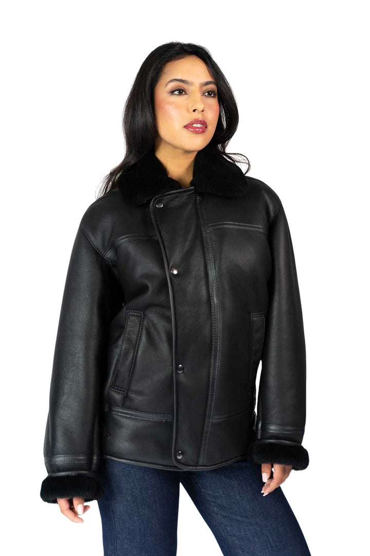 Womens Monza Sheepskin Jacket Black