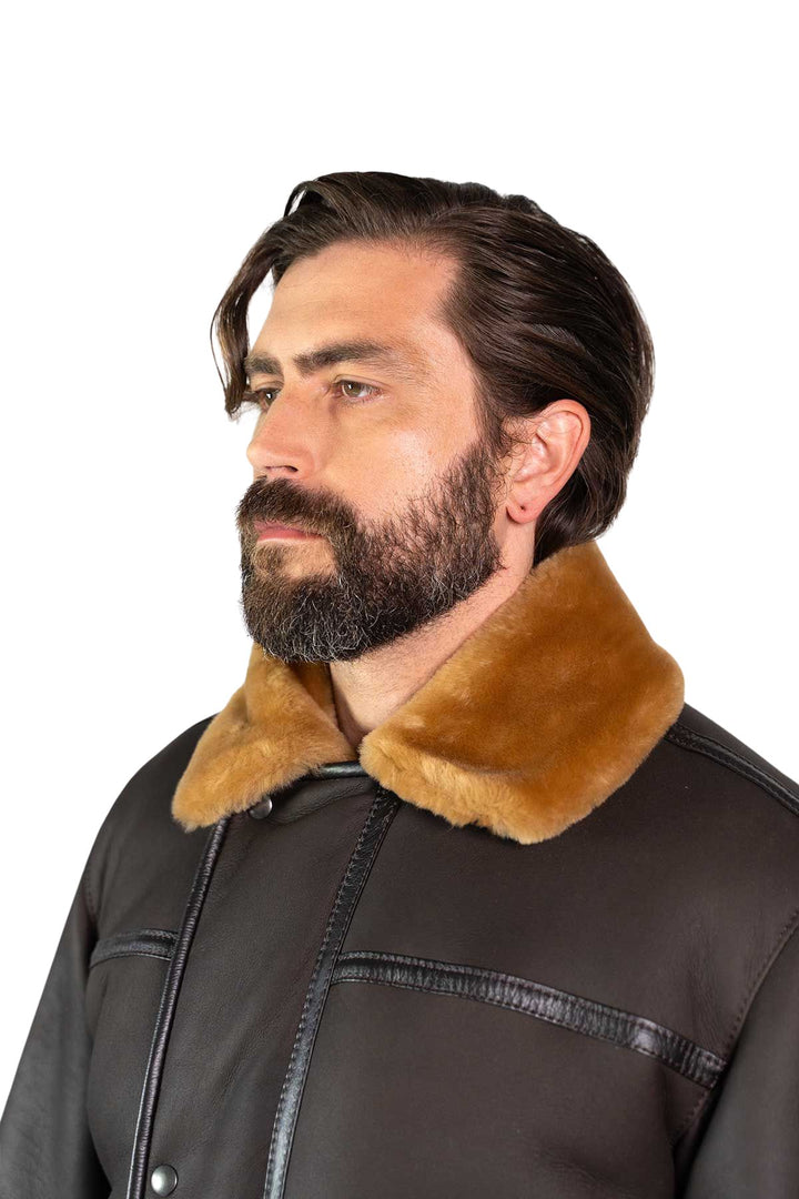 Mens Monza Sheepskin Jacket Brown