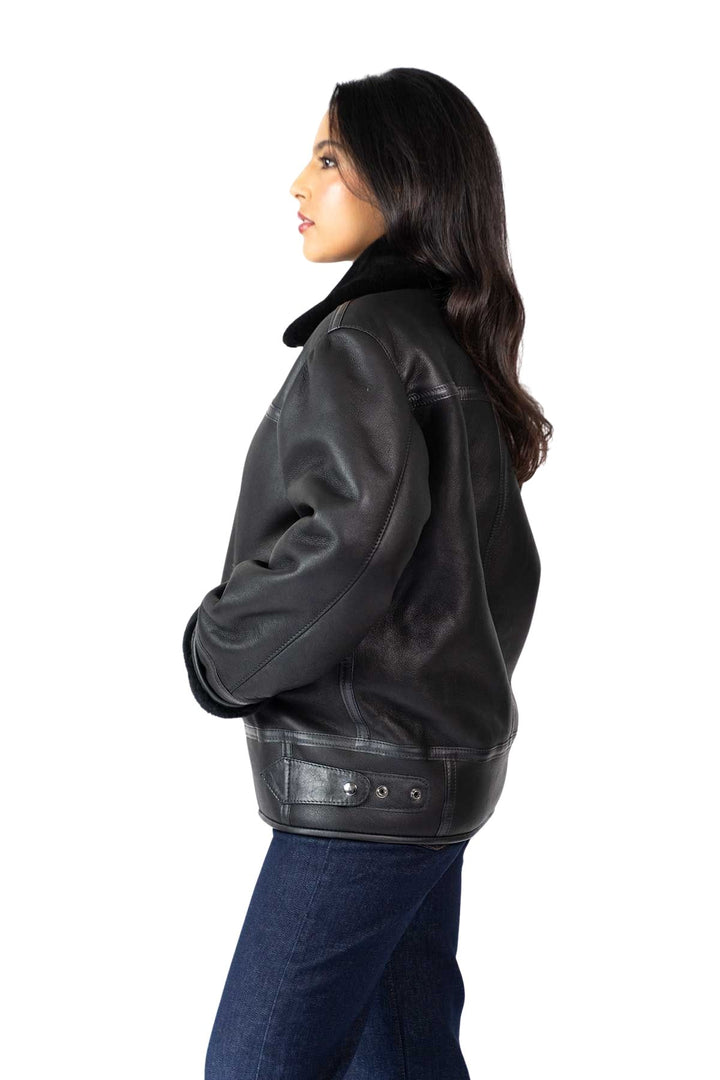 Womens Monza Sheepskin Jacket Black