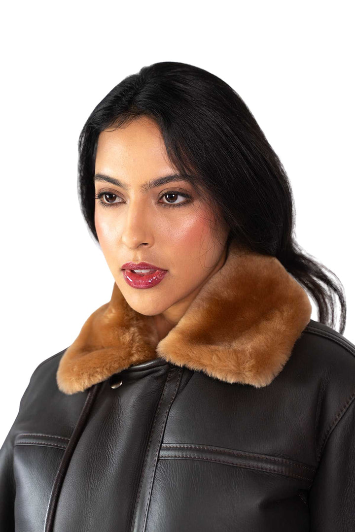 Womens Monza Sheepskin Jacket Brown