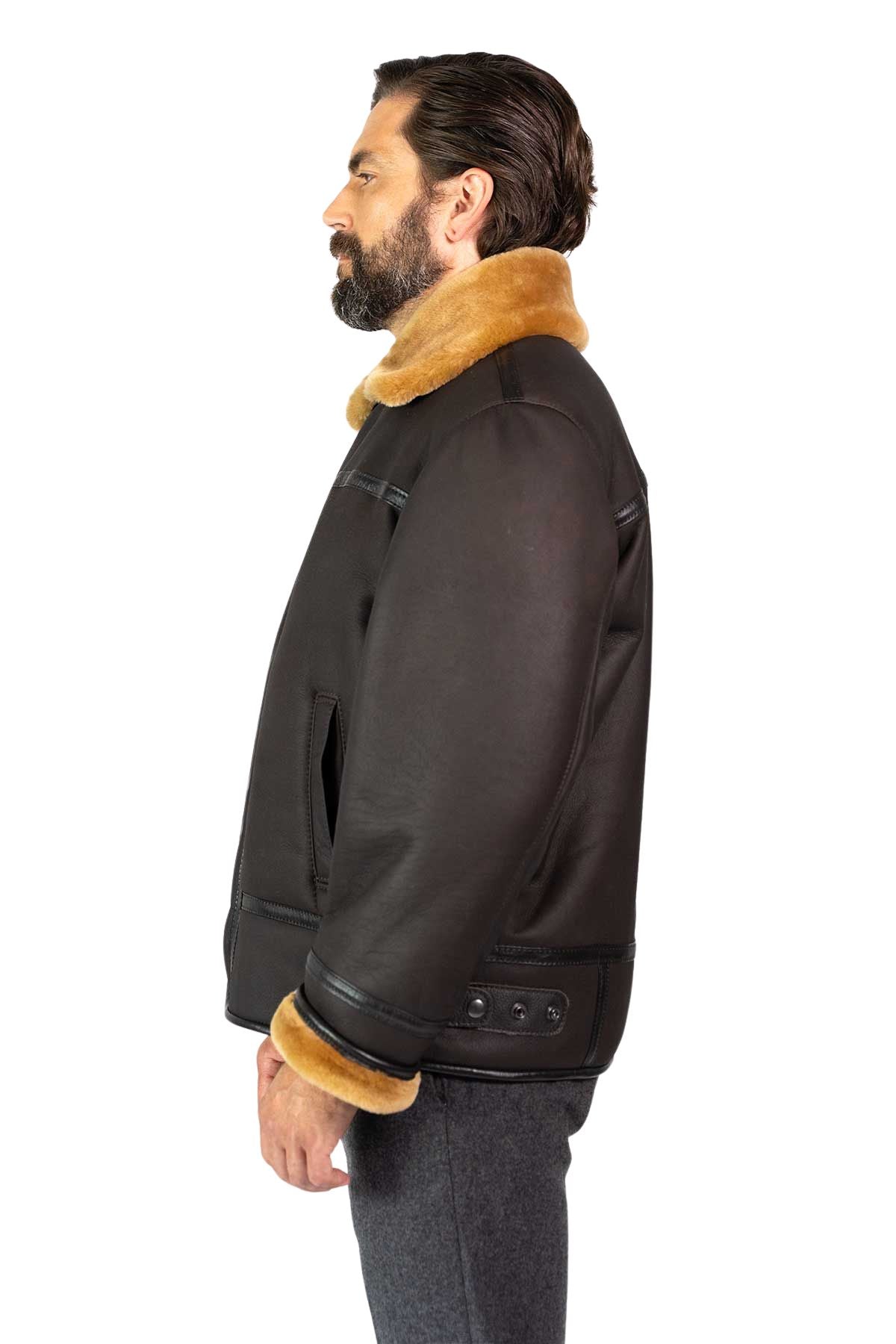 Mens Monza Sheepskin Jacket Brown – Flying Jacket