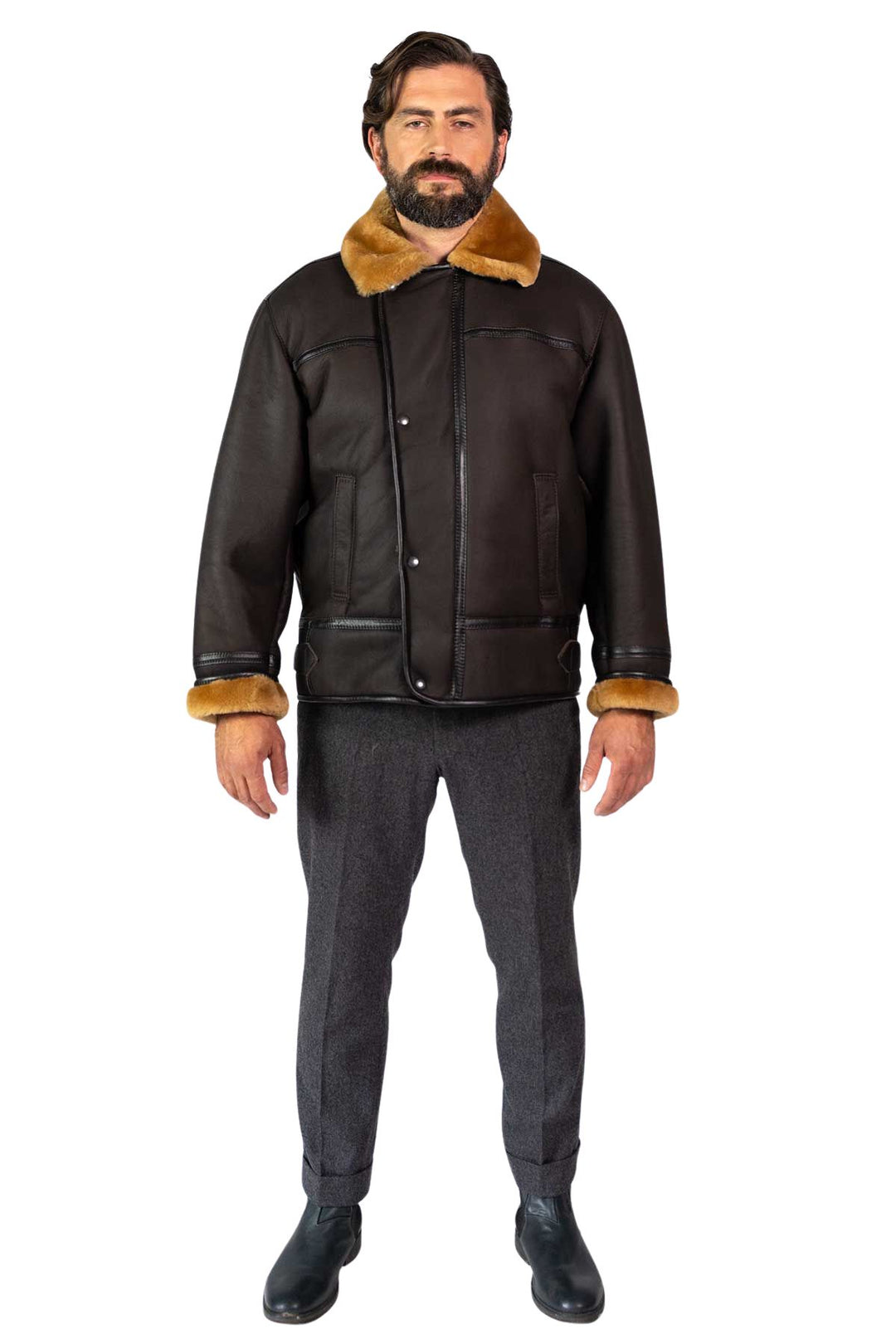 Mens Monza Sheepskin Jacket Brown