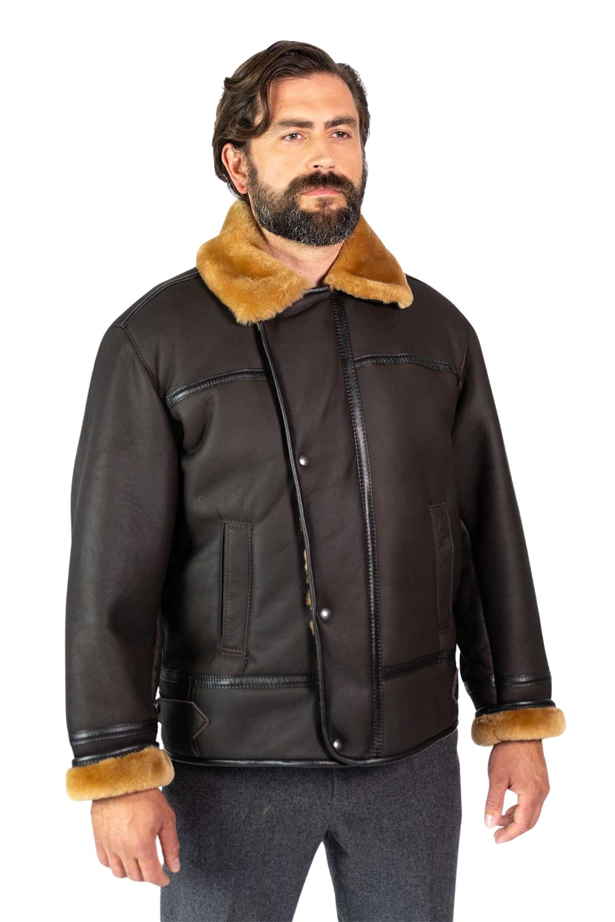 Mens Monza Sheepskin Jacket Brown – Flying Jacket