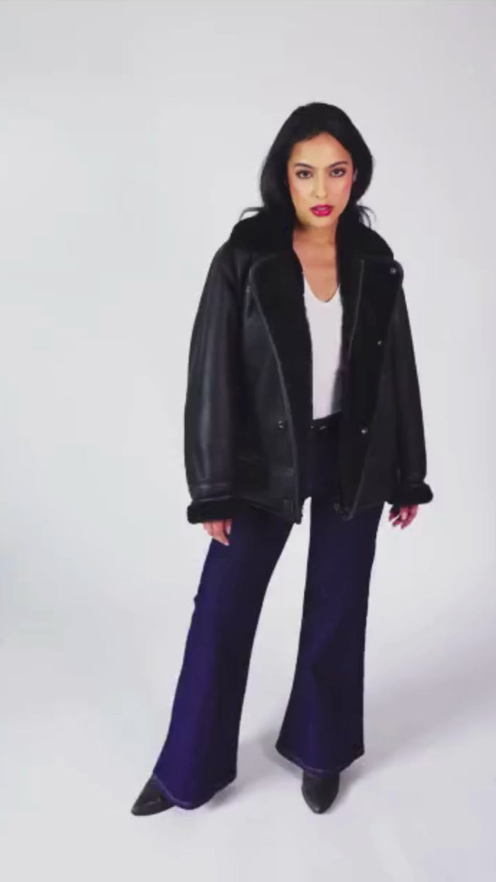 Womens Monza Sheepskin Jacket Black