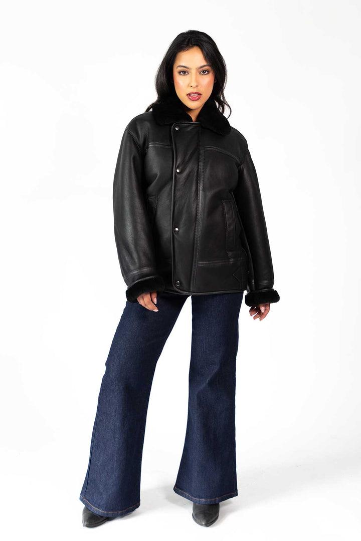 Womens Monza Sheepskin Jacket Black