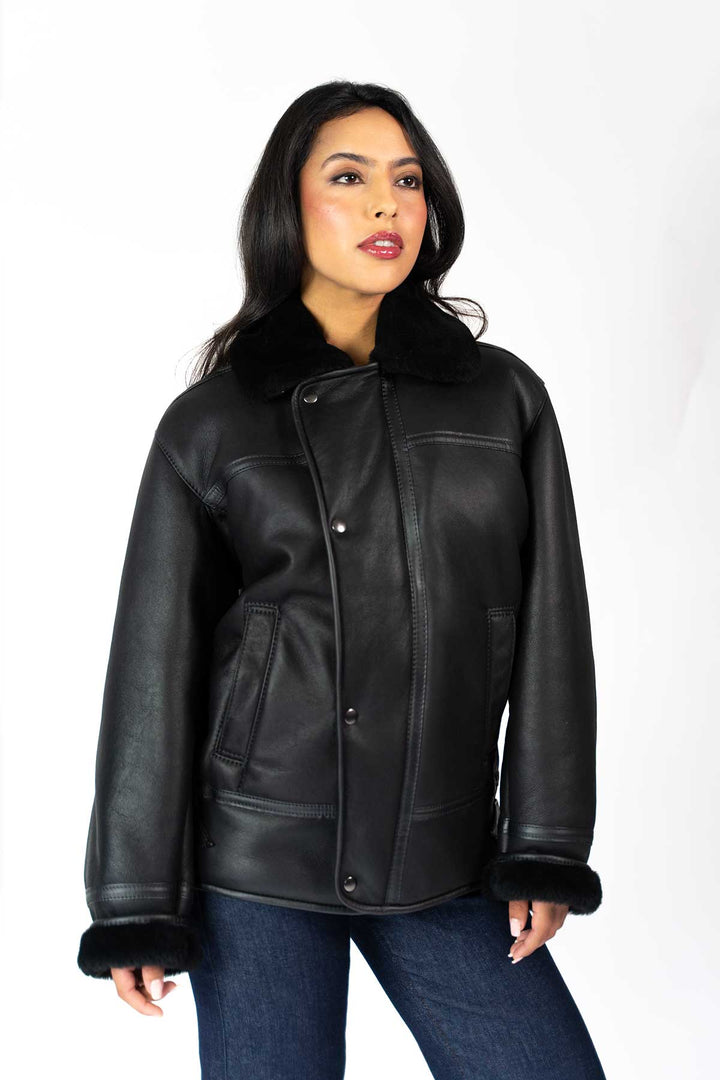 Womens Monza Sheepskin Jacket Black