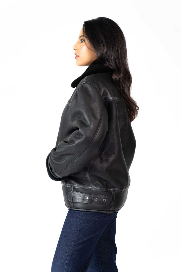 Womens Monza Sheepskin Jacket Black