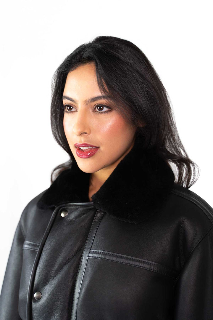 Womens Monza Sheepskin Jacket Black