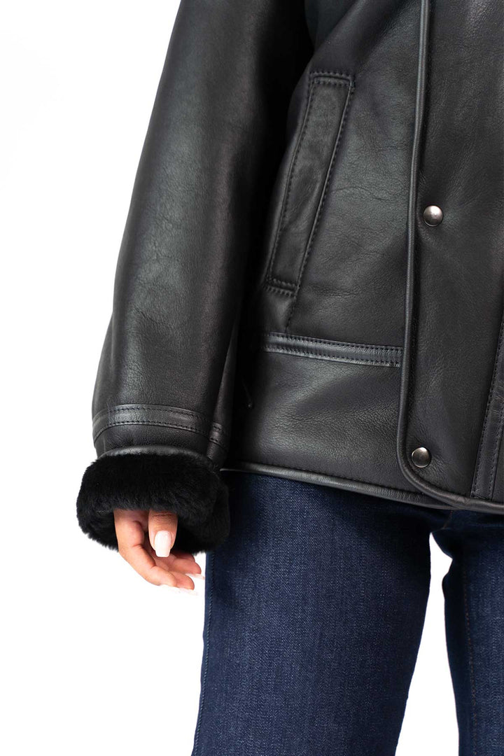 Womens Monza Sheepskin Jacket Black