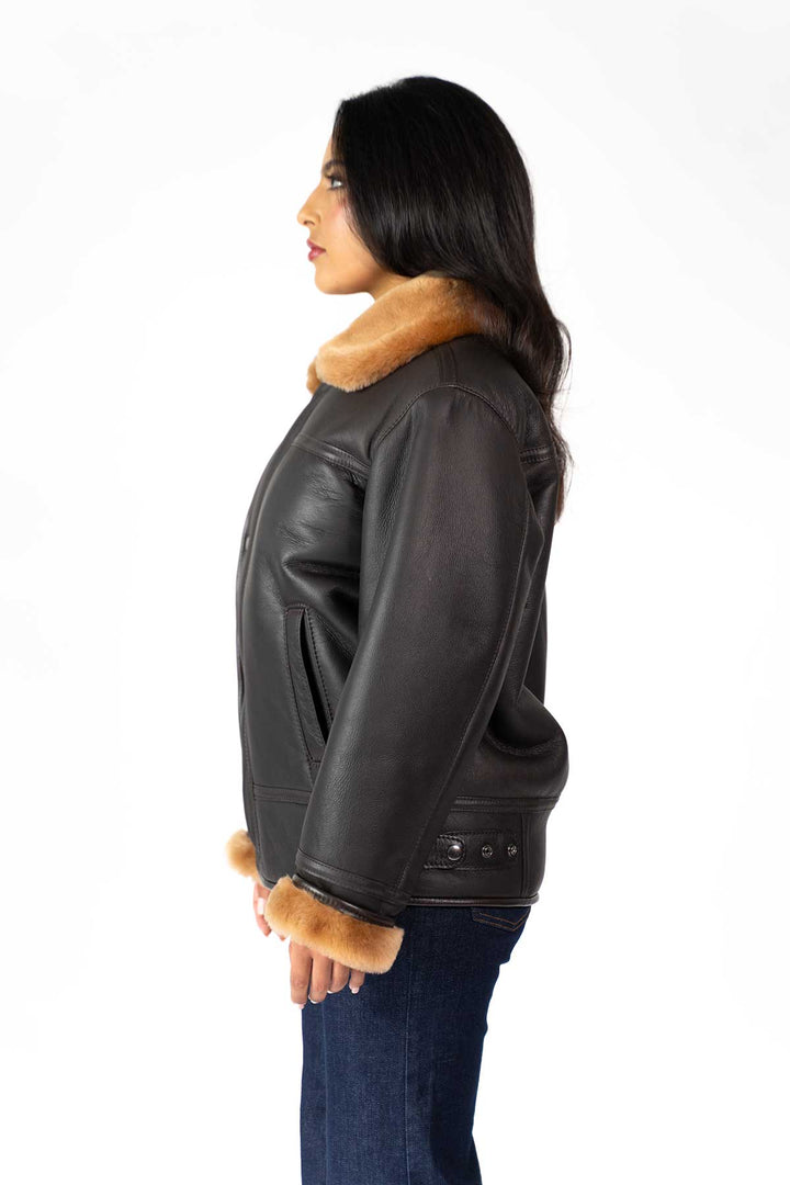 Womens Monza Sheepskin Jacket Brown