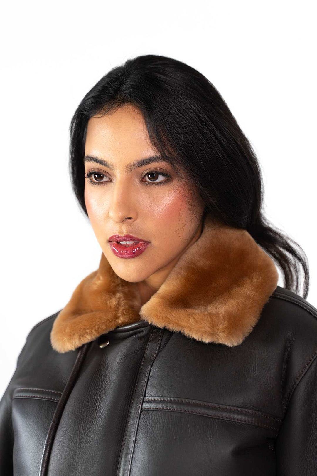 Womens Monza Sheepskin Jacket Brown
