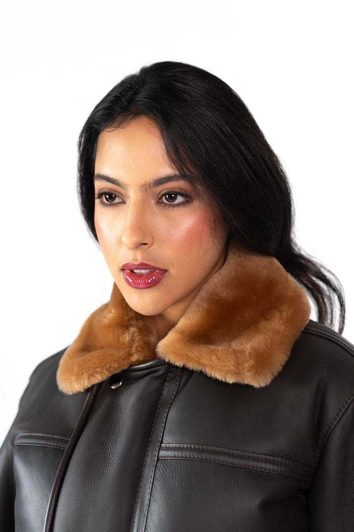 Womens Monza Sheepskin Jacket Brown