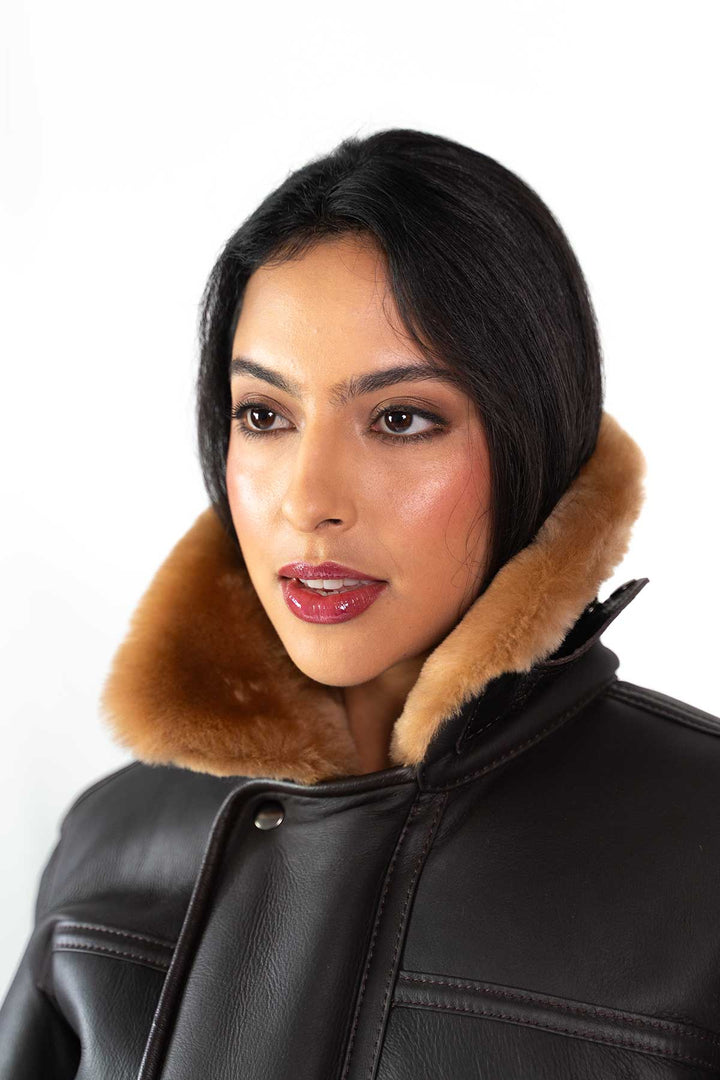 Womens Monza Sheepskin Jacket Brown