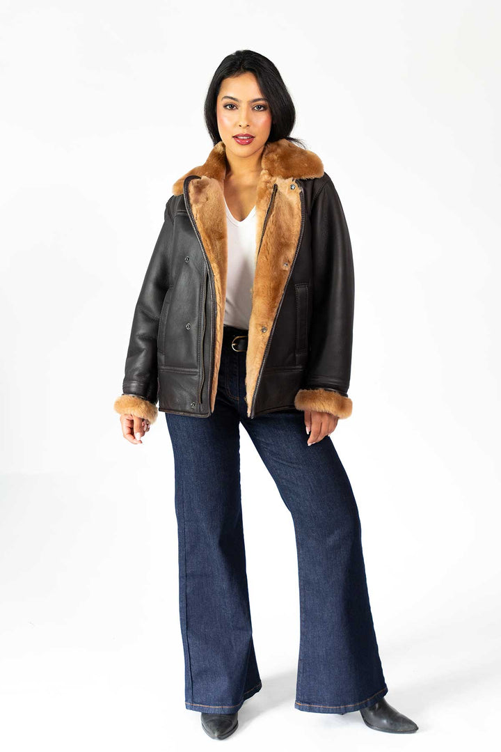 Womens Monza Sheepskin Jacket Brown